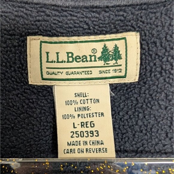 LL Bean Plaid Flannel Shacket Mens Size Large Blue Cotton Fleece Lined Shirt - Picture 6 of 10